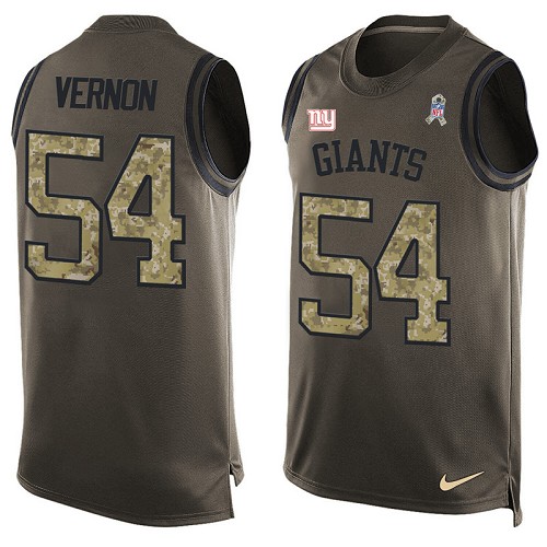 Men's Limited Olivier Vernon Nike Jersey Green - #54 Salute to Service Tank Top NFL New York Giants